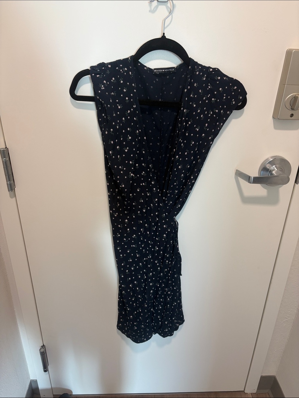 Brandy Melville Navy Floral Wrap-Style Midi Dress - Picture 4 of 13